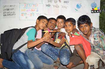 Origami Workshop for Slum Children in Rohini, New Delhi, India, Organised by Nav Shri Art & Culture Organisation