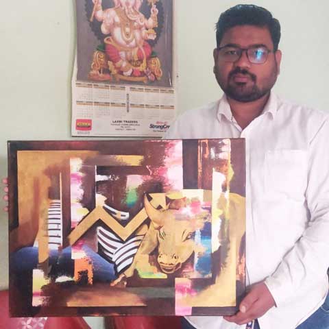 Pradip Ramchandra Maske from Maharashtra, Winenr of All India National Level Painting Competition - Meri Kalpana, Online Painting Competition, Organised by Nav Shri Art & Culture Organisation