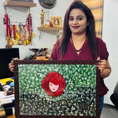 Bhavya A C from Karnataka, Winenr of All India National Level Painting Competition - Meri Kalpana, Online Painting Competition, Organised by Nav Shri Art & Culture Organisation