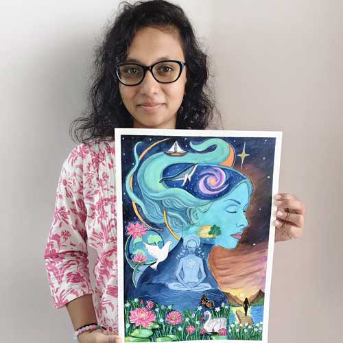 Artist Ruchi Nileshkumar Salvi Special Prize Winner of All India Painting Competition - Peaeful Life, Artwork of Ruchi Nileshkumar Salvi from Gujarat in All India Painting Competition - Peaceful Life, Painting Competition, National Level Painting Competition, All India Art Competition, Online Painting Competition, Indian Art Contest, Peaceful Life Painting Competition, Painting Competition for Adults, Painting Competition Near Me, Online Art Competition, Online Art Contest, Painting Competition 2025, International Level Painting Competition, State Level Painting Competition, Painting Competition for Artist, Painting Competition in Delhi, Painting Competition in India