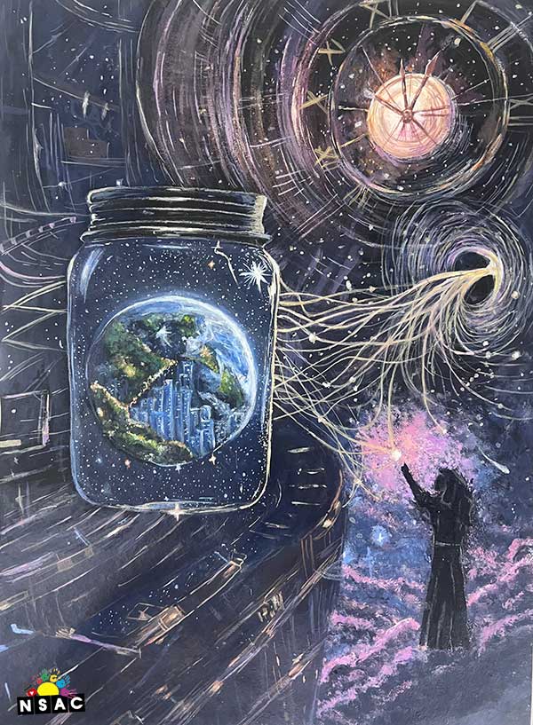 Artwork of Rithika Vemuri in 21st All India Child Art Competition 2025, The Future of Earth - Online Competition, National Level Painting Competition for Kids, Painting Competition for Children, Online Painting Competition for Kids, Kids Art Competition, Children Art Contest, Drawing Competition for Children, Painting Competition in Delhi for Kids, Nav Shri Art & Culture Organisation, Himanshu Art Institute, Painting Competition Near Me, Painting Competition for Students, Painting Competition for School, Drawing Competition for School Students, Indian Art Contest, Art Competition, Painting Competition for School Students