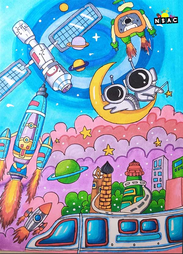 Artwork of Purvi Saranya Kanumuri in 21st All India Child Art Competition 2025, The Future of Earth - Online Competition, National Level Painting Competition for Kids, Painting Competition for Children, Online Painting Competition for Kids, Kids Art Competition, Children Art Contest, Drawing Competition for Children, Painting Competition in Delhi for Kids, Nav Shri Art & Culture Organisation, Himanshu Art Institute, Painting Competition Near Me, Painting Competition for Students, Painting Competition for School, Drawing Competition for School Students, Indian Art Contest, Art Competition, Painting Competition for School Students