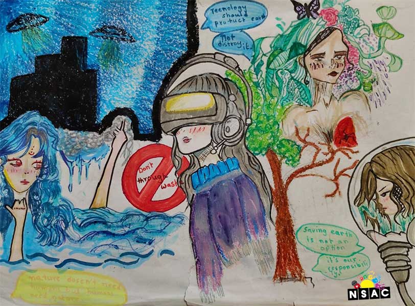 Artwork of Akshita Nath  in 21st All India Child Art Competition 2025, The Future of Earth - Online Competition, National Level Painting Competition for Kids, Painting Competition for Children, Online Painting Competition for Kids, Kids Art Competition, Children Art Contest, Drawing Competition for Children, Painting Competition in Delhi for Kids, Nav Shri Art & Culture Organisation, Himanshu Art Institute, Painting Competition Near Me, Painting Competition for Students, Painting Competition for School, Drawing Competition for School Students, Indian Art Contest, Art Competition, Painting Competition for School Students