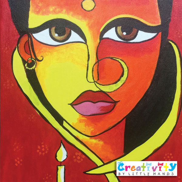 Artist Gurmani Kaur Painting in All India Child Art Exhibition