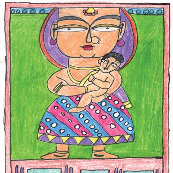 Artist Mahira Jain Painting in All India Art Exhibition of Kids