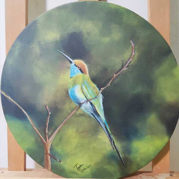 Artist Tiyasha Chakraborty Painting in All India Art Exhibition of Kids