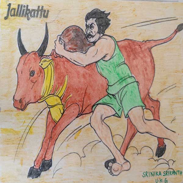 Painting by Srinika Srikanth at the All India Child 2025, New Delhi, India, Organised by Nav Shri Art & Culture Organisation