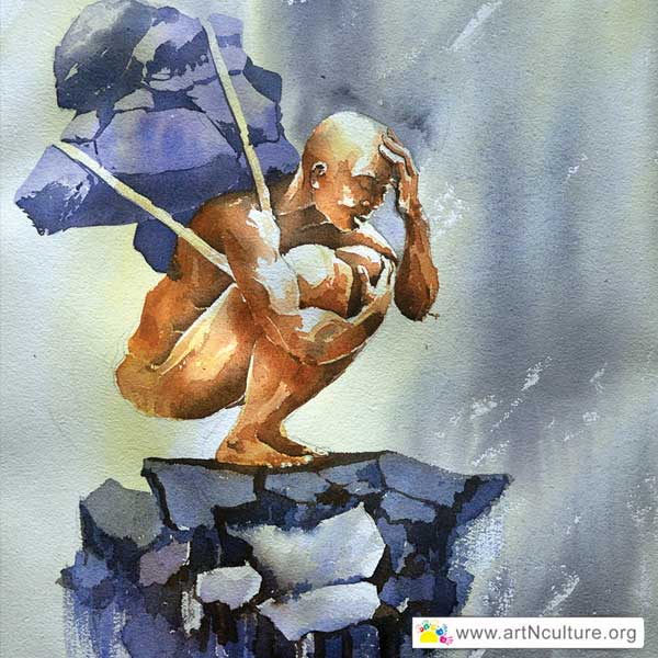 Passion Explosion Art Exhibition, All India National Level Art Exhibition of Drawing, Painting, Sketching, Digital, Photography, Sculpture, Art & Craft in Delhi, India, Artist Rajib Agarwal Painting Work