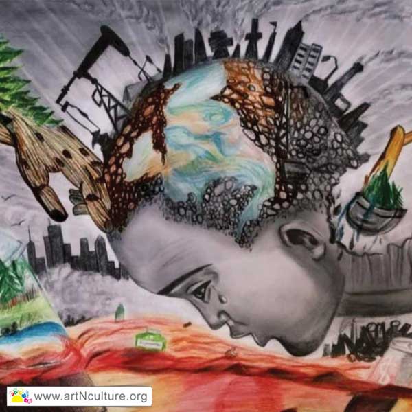 Passion Explosion Art Exhibition, All India National Level Art Exhibition of Drawing, Painting, Sketching, Digital, Photography, Sculpture, Art & Craft in Delhi, India, Artist Shivangi Jaiswal Painting Work