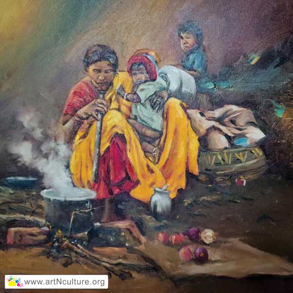 Passion Explosion Art Exhibition, All India National Level Art Exhibition of Drawing, Painting, Sketching, Digital, Photography, Sculpture, Art & Craft in Delhi, India, Artist Sumeet Kumar Naik Painting Work