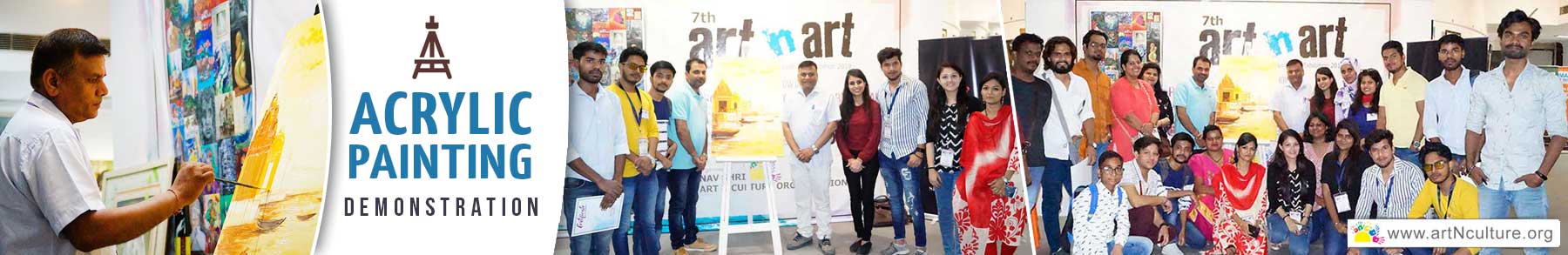 Acrylic Painting Demonstration, by Artist Ravinder Kumar, Artist Meet N Greet, Indian Artist Demonstration, National Level Art Exhibition, Free Art Classes, Free Art Workshop, how to promote artwork, Painting Exhibition in Delhi, Best Artist in India, Best Artist Award, Best Indian Artist, Artist Meet and Greet, Organised by Nav Shri Art & Culture Organisation