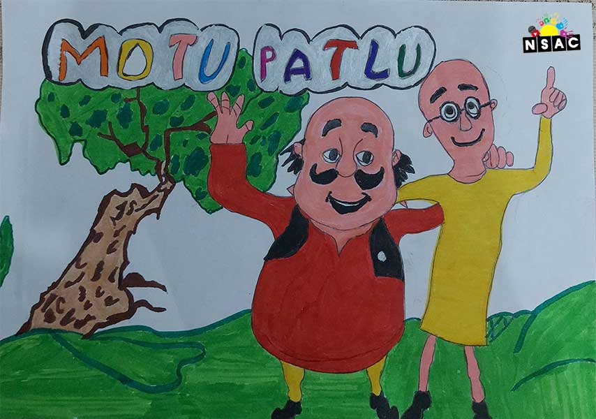 Artwork of Ibrahim Muzaffar in 20th All India Child Art Competition 2024, A Lovely Day with Motu Patlu, Harvinder Mankkar, National Level Painting Competition for Kids, Painting Competition for Children, Online Painting Competition for Kids, Kids Art Competition, Children Art Contest, Drawing Competition for Children, Painting Competition in Delhi for Kids