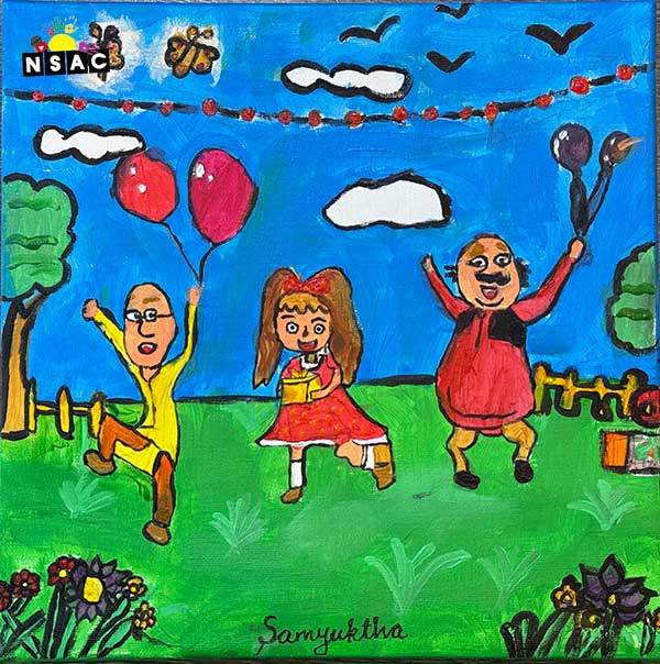 Artwork of Samyuktha Balaji in 20th All India Child Art Competition 2024, A Lovely Day with Motu Patlu, Harvinder Mankkar, National Level Painting Competition for Kids, Painting Competition for Children, Online Painting Competition for Kids, Kids Art Competition, Children Art Contest, Drawing Competition for Children, Painting Competition in Delhi for Kids