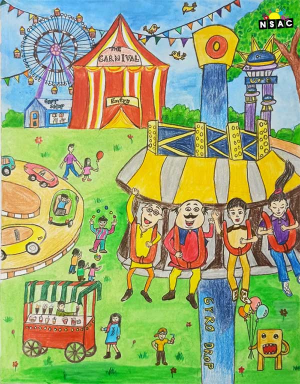 Artwork of Advik Mohapatra in 20th All India Child Art Competition 2024, A Lovely Day with Motu Patlu, Harvinder Mankkar, National Level Painting Competition for Kids, Painting Competition for Children, Online Painting Competition for Kids, Kids Art Competition, Children Art Contest, Drawing Competition for Children, Painting Competition in Delhi for Kids