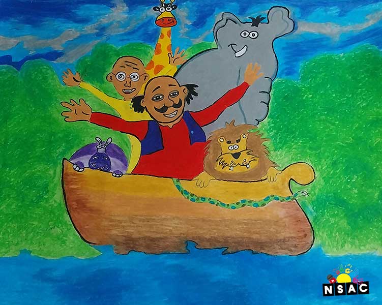 Artwork of M.Kanishk in 20th All India Child Art Competition 2024, A Lovely Day with Motu Patlu, Harvinder Mankkar, National Level Painting Competition for Kids, Painting Competition for Children, Online Painting Competition for Kids, Kids Art Competition, Children Art Contest, Drawing Competition for Children, Painting Competition in Delhi for Kids