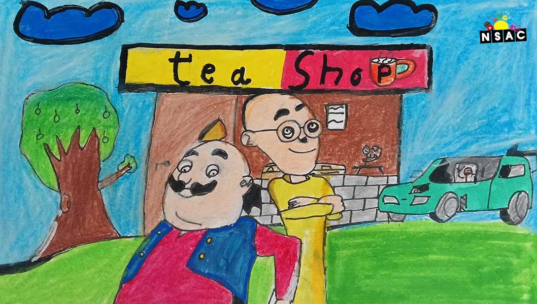 Artwork of A.Nishanth in 20th All India Child Art Competition 2024, A Lovely Day with Motu Patlu, Harvinder Mankkar, National Level Painting Competition for Kids, Painting Competition for Children, Online Painting Competition for Kids, Kids Art Competition, Children Art Contest, Drawing Competition for Children, Painting Competition in Delhi for Kids