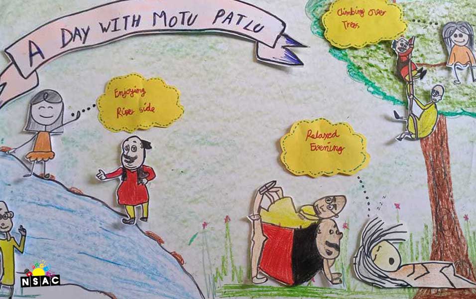 Artwork of Aadya Bansal in 20th All India Child Art Competition 2024, A Lovely Day with Motu Patlu, Harvinder Mankkar, National Level Painting Competition for Kids, Painting Competition for Children, Online Painting Competition for Kids, Kids Art Competition, Children Art Contest, Drawing Competition for Children, Painting Competition in Delhi for Kids