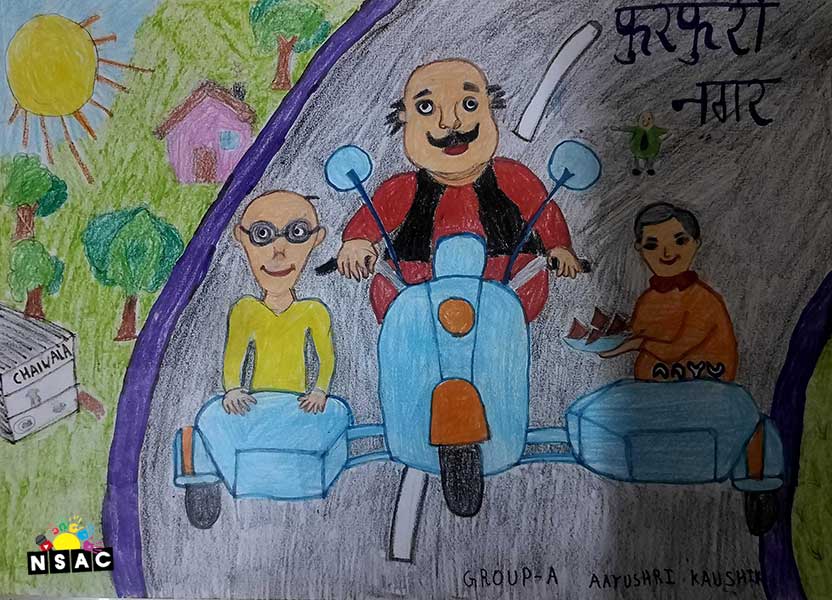Artwork of Aayushri Kaushik in 20th All India Child Art Competition 2024, A Lovely Day with Motu Patlu, Harvinder Mankkar, National Level Painting Competition for Kids, Painting Competition for Children, Online Painting Competition for Kids, Kids Art Competition, Children Art Contest, Drawing Competition for Children, Painting Competition in Delhi for Kids