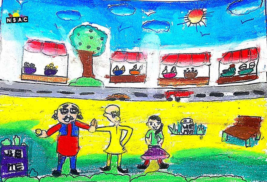 Artwork of Preethi Prasanna in 20th All India Child Art Competition 2024, A Lovely Day with Motu Patlu, Harvinder Mankkar, National Level Painting Competition for Kids, Painting Competition for Children, Online Painting Competition for Kids, Kids Art Competition, Children Art Contest, Drawing Competition for Children, Painting Competition in Delhi for Kids