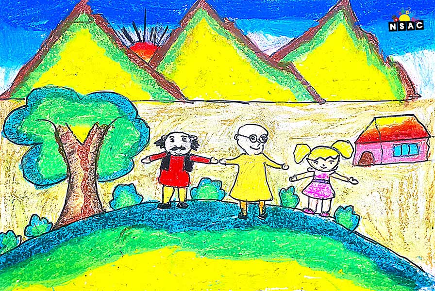 Artwork of K Hirosha Shree in 20th All India Child Art Competition 2024, A Lovely Day with Motu Patlu, Harvinder Mankkar, National Level Painting Competition for Kids, Painting Competition for Children, Online Painting Competition for Kids, Kids Art Competition, Children Art Contest, Drawing Competition for Children, Painting Competition in Delhi for Kids