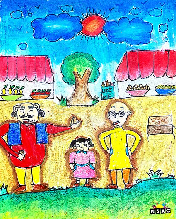 Artwork of P Mrudula in 20th All India Child Art Competition 2024, A Lovely Day with Motu Patlu, Harvinder Mankkar, National Level Painting Competition for Kids, Painting Competition for Children, Online Painting Competition for Kids, Kids Art Competition, Children Art Contest, Drawing Competition for Children, Painting Competition in Delhi for Kids