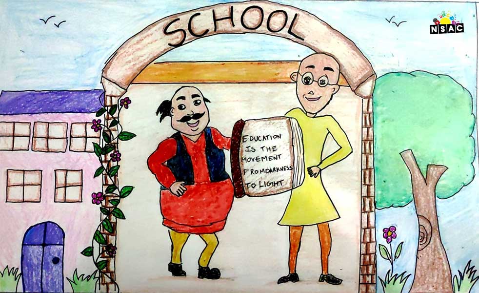 Artwork of Richie H in 20th All India Child Art Competition 2024, A Lovely Day with Motu Patlu, Harvinder Mankkar, National Level Painting Competition for Kids, Painting Competition for Children, Online Painting Competition for Kids, Kids Art Competition, Children Art Contest, Drawing Competition for Children, Painting Competition in Delhi for Kids
