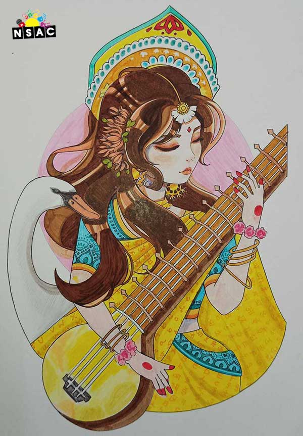 Artwork of Aheli Banerjee in 20th All India Child Art Competition 2024, My Idol, National Level Painting Competition for Kids, Painting Competition for Children, Online Painting Competition for Kids, Kids Art Competition, Children Art Contest, Drawing Competition for Children, Painting Competition in Delhi for Kids