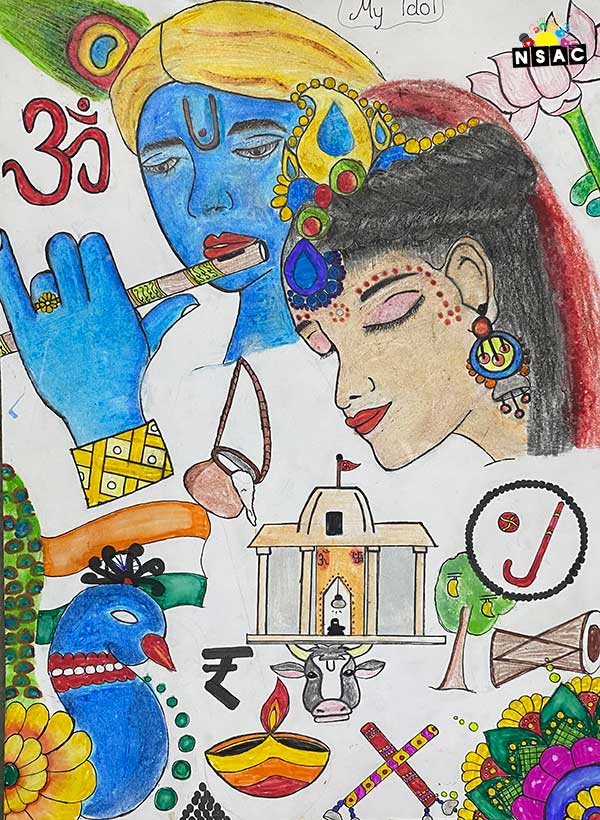 Artwork of Manali Khamkar in 20th All India Child Art Competition 2024, My Idol, National Level Painting Competition for Kids, Painting Competition for Children, Online Painting Competition for Kids, Kids Art Competition, Children Art Contest, Drawing Competition for Children, Painting Competition in Delhi for Kids
