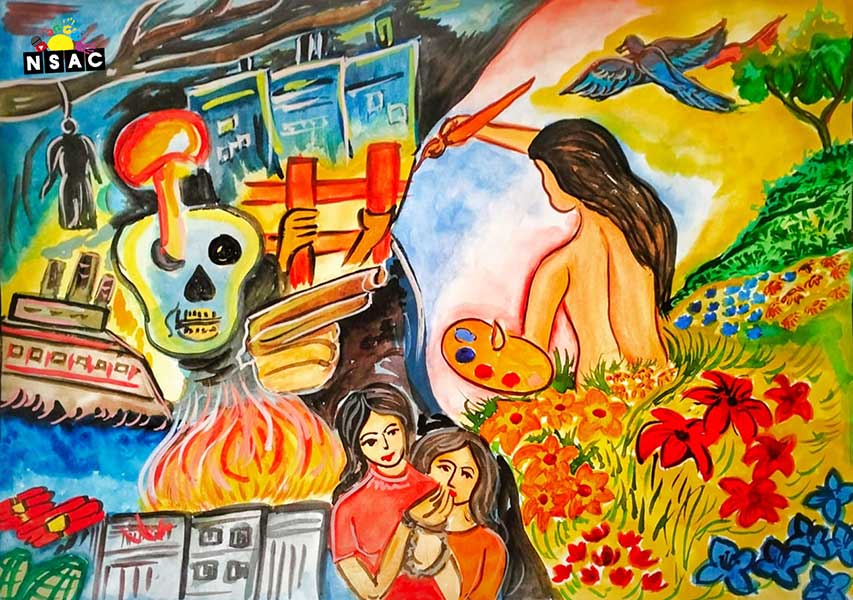 Artwork of Sejuti Sarkar in 20th All India Child Art Competition 2024, Mere Sapno Ka Bharat, National Level Painting Competition for Kids, Painting Competition for Children, Online Painting Competition for Kids, Kids Art Competition, Children Art Contest, Drawing Competition for Children, Painting Competition in Delhi for Kids