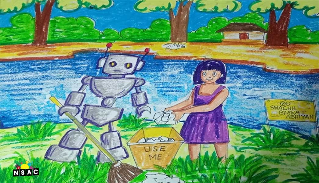 Artwork of Ikshitha Deb in 21st All India Child Art Competition 2025, Me and My Robot Art Competition for Kids, National Level Painting Competition for Kids, Painting Competition for Children, Online Painting Competition for Kids, Kids Art Competition, Children Art Contest, Drawing Competition for Children, Painting Competition in Delhi for Kids, Nav Shri Art & Culture Organisation, Himanshu Art Institute, Painting Competition Near Me, Painting Competition for Students, Painting Competition for School, Drawing Competition for School Students, Indian Art Contest, Art Competition, Painting Competition for School Students