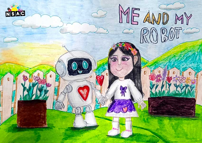 Artwork of T.Y.Shobita in 21st All India Child Art Competition 2025, Me and My Robot Art Competition for Kids, National Level Painting Competition for Kids, Painting Competition for Children, Online Painting Competition for Kids, Kids Art Competition, Children Art Contest, Drawing Competition for Children, Painting Competition in Delhi for Kids, Nav Shri Art & Culture Organisation, Himanshu Art Institute, Painting Competition Near Me, Painting Competition for Students, Painting Competition for School, Drawing Competition for School Students, Indian Art Contest, Art Competition, Painting Competition for School Students