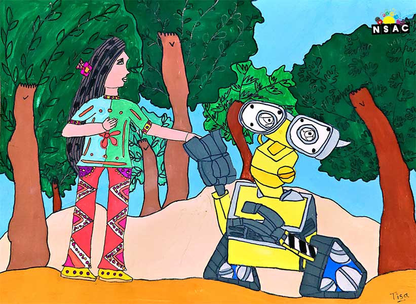 Artwork of Tisa Jiken Dubal in 21st All India Child Art Competition 2025, Me and My Robot Art Competition for Kids, National Level Painting Competition for Kids, Painting Competition for Children, Online Painting Competition for Kids, Kids Art Competition, Children Art Contest, Drawing Competition for Children, Painting Competition in Delhi for Kids, Nav Shri Art & Culture Organisation, Himanshu Art Institute, Painting Competition Near Me, Painting Competition for Students, Painting Competition for School, Drawing Competition for School Students, Indian Art Contest, Art Competition, Painting Competition for School Students