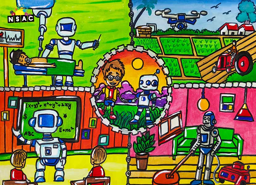 Artwork of R R Kriewin Kumar in 21st All India Child Art Competition 2025, Me and My Robot Art Competition for Kids, National Level Painting Competition for Kids, Painting Competition for Children, Online Painting Competition for Kids, Kids Art Competition, Children Art Contest, Drawing Competition for Children, Painting Competition in Delhi for Kids, Nav Shri Art & Culture Organisation, Himanshu Art Institute, Painting Competition Near Me, Painting Competition for Students, Painting Competition for School, Drawing Competition for School Students, Indian Art Contest, Art Competition, Painting Competition for School Students