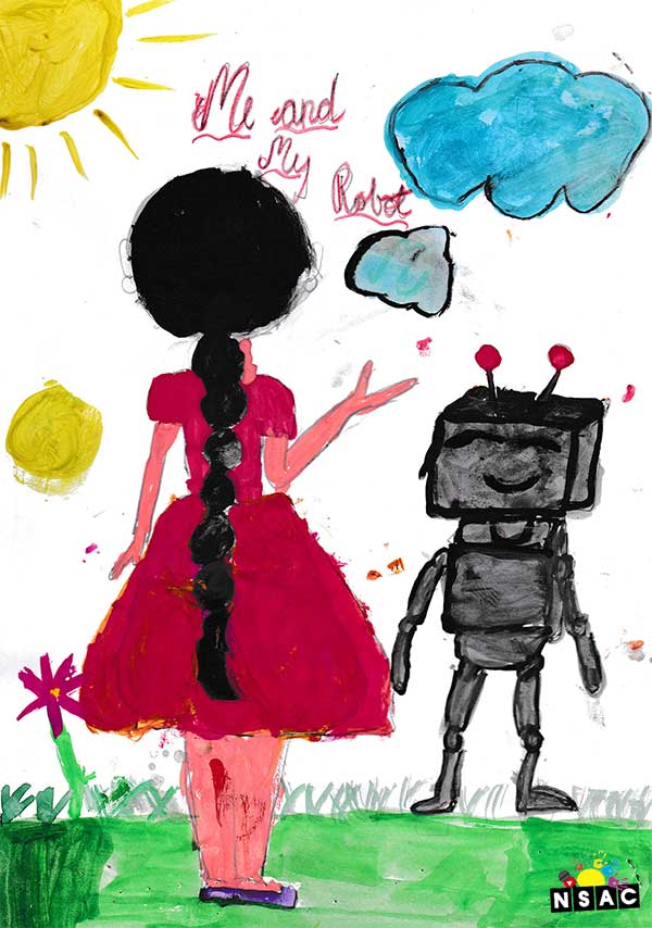 Artwork of Leona Patriccia Kuraganti in 21st All India Child Art Competition 2025, Me and My Robot Art Competition for Kids, National Level Painting Competition for Kids, Painting Competition for Children, Online Painting Competition for Kids, Kids Art Competition, Children Art Contest, Drawing Competition for Children, Painting Competition in Delhi for Kids, Nav Shri Art & Culture Organisation, Himanshu Art Institute, Painting Competition Near Me, Painting Competition for Students, Painting Competition for School, Drawing Competition for School Students, Indian Art Contest, Art Competition, Painting Competition for School Students