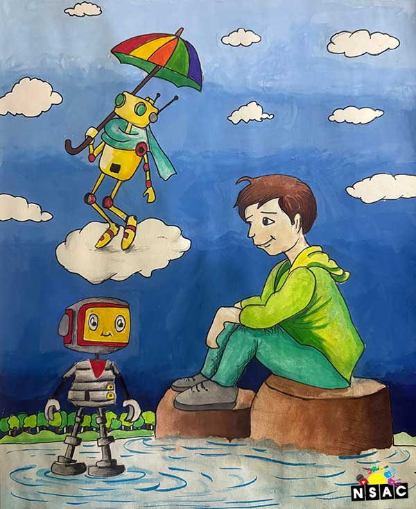 Artwork of Divyanshi Gupta in 21st All India Child Art Competition 2025, Me and My Robot Art Competition for Kids, National Level Painting Competition for Kids, Painting Competition for Children, Online Painting Competition for Kids, Kids Art Competition, Children Art Contest, Drawing Competition for Children, Painting Competition in Delhi for Kids, Nav Shri Art & Culture Organisation, Himanshu Art Institute, Painting Competition Near Me, Painting Competition for Students, Painting Competition for School, Drawing Competition for School Students, Indian Art Contest, Art Competition, Painting Competition for School Students