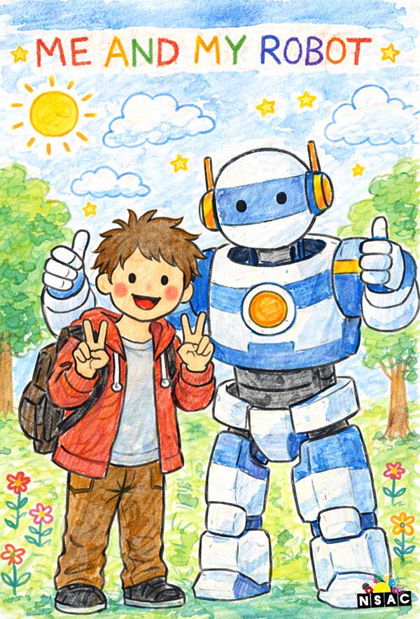 Artwork of Abdul Rahman Sameer Mujawar in 21st All India Child Art Competition 2025, Me and My Robot Art Competition for Kids, National Level Painting Competition for Kids, Painting Competition for Children, Online Painting Competition for Kids, Kids Art Competition, Children Art Contest, Drawing Competition for Children, Painting Competition in Delhi for Kids, Nav Shri Art & Culture Organisation, Himanshu Art Institute, Painting Competition Near Me, Painting Competition for Students, Painting Competition for School, Drawing Competition for School Students, Indian Art Contest, Art Competition, Painting Competition for School Students