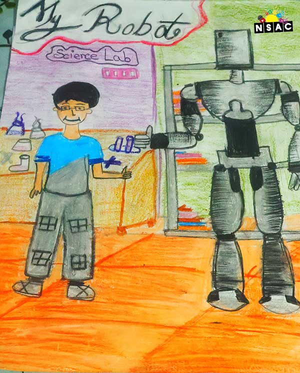 Artwork of Farzana Parveen in 21st All India Child Art Competition 2025, Me and My Robot Art Competition for Kids, National Level Painting Competition for Kids, Painting Competition for Children, Online Painting Competition for Kids, Kids Art Competition, Children Art Contest, Drawing Competition for Children, Painting Competition in Delhi for Kids, Nav Shri Art & Culture Organisation, Himanshu Art Institute, Painting Competition Near Me, Painting Competition for Students, Painting Competition for School, Drawing Competition for School Students, Indian Art Contest, Art Competition, Painting Competition for School Students