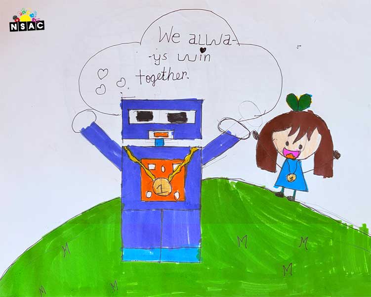 Artwork of Ananya Jain in 21st All India Child Art Competition 2025, Me and My Robot Art Competition for Kids, National Level Painting Competition for Kids, Painting Competition for Children, Online Painting Competition for Kids, Kids Art Competition, Children Art Contest, Drawing Competition for Children, Painting Competition in Delhi for Kids, Nav Shri Art & Culture Organisation, Himanshu Art Institute, Painting Competition Near Me, Painting Competition for Students, Painting Competition for School, Drawing Competition for School Students, Indian Art Contest, Art Competition, Painting Competition for School Students