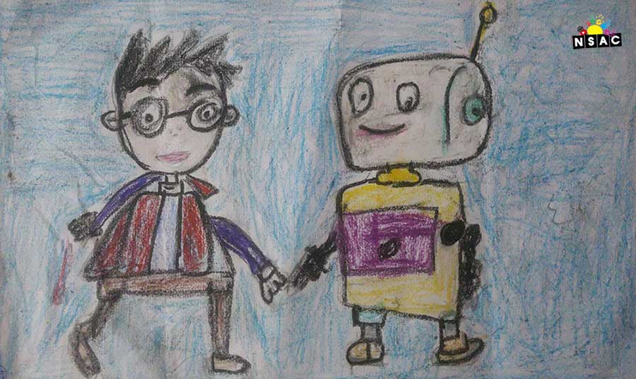 Artwork of M.S.Rahulan in 21st All India Child Art Competition 2025, Me and My Robot Art Competition for Kids, National Level Painting Competition for Kids, Painting Competition for Children, Online Painting Competition for Kids, Kids Art Competition, Children Art Contest, Drawing Competition for Children, Painting Competition in Delhi for Kids, Nav Shri Art & Culture Organisation, Himanshu Art Institute, Painting Competition Near Me, Painting Competition for Students, Painting Competition for School, Drawing Competition for School Students, Indian Art Contest, Art Competition, Painting Competition for School Students