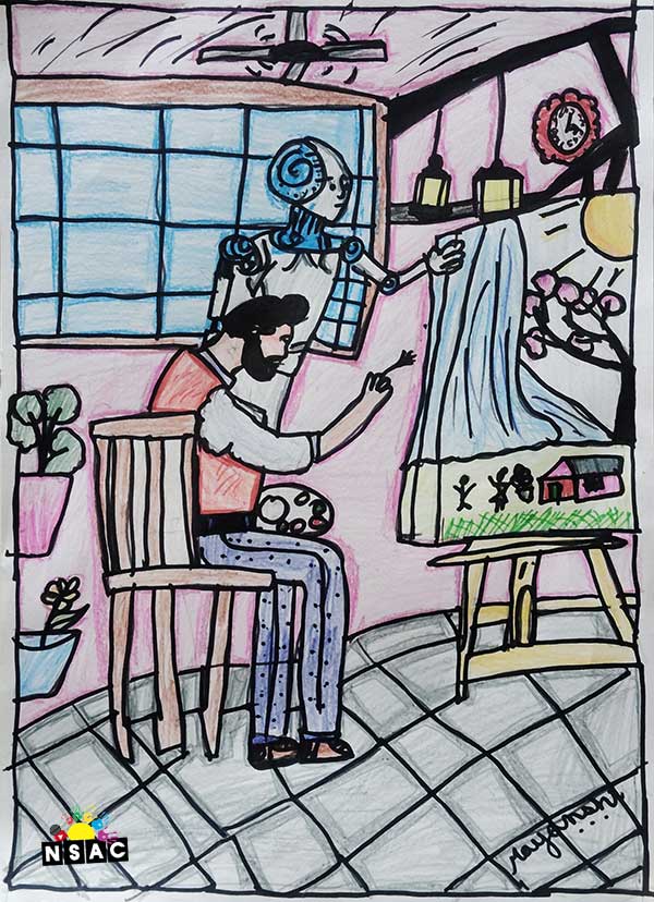 Artwork of Mayanshi in 21st All India Child Art Competition 2025, Me and My Robot Art Competition for Kids, National Level Painting Competition for Kids, Painting Competition for Children, Online Painting Competition for Kids, Kids Art Competition, Children Art Contest, Drawing Competition for Children, Painting Competition in Delhi for Kids, Nav Shri Art & Culture Organisation, Himanshu Art Institute, Painting Competition Near Me, Painting Competition for Students, Painting Competition for School, Drawing Competition for School Students, Indian Art Contest, Art Competition, Painting Competition for School Students
