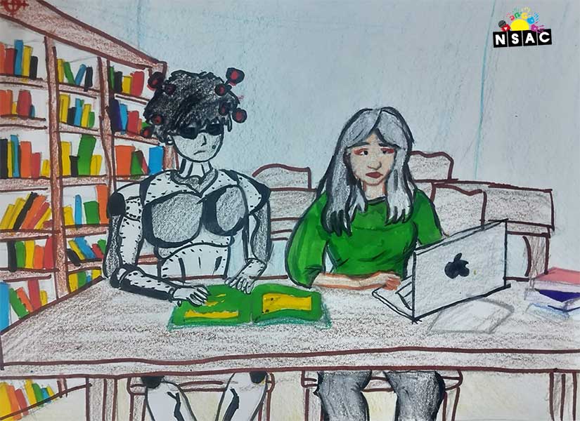 Artwork of Nalini Kanwat in 21st All India Child Art Competition 2025, Me and My Robot Art Competition for Kids, National Level Painting Competition for Kids, Painting Competition for Children, Online Painting Competition for Kids, Kids Art Competition, Children Art Contest, Drawing Competition for Children, Painting Competition in Delhi for Kids, Nav Shri Art & Culture Organisation, Himanshu Art Institute, Painting Competition Near Me, Painting Competition for Students, Painting Competition for School, Drawing Competition for School Students, Indian Art Contest, Art Competition, Painting Competition for School Students