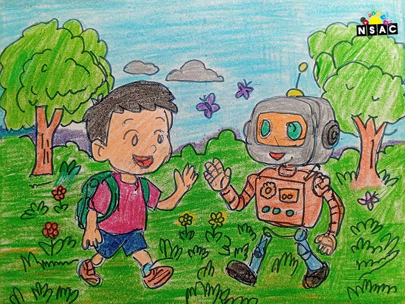Artwork of Sanjay Raghav S in 21st All India Child Art Competition 2025, Me and My Robot Art Competition for Kids, National Level Painting Competition for Kids, Painting Competition for Children, Online Painting Competition for Kids, Kids Art Competition, Children Art Contest, Drawing Competition for Children, Painting Competition in Delhi for Kids, Nav Shri Art & Culture Organisation, Himanshu Art Institute, Painting Competition Near Me, Painting Competition for Students, Painting Competition for School, Drawing Competition for School Students, Indian Art Contest, Art Competition, Painting Competition for School Students