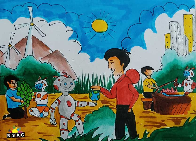Artwork of Kripashankar M.Acharya in 21st All India Child Art Competition 2025, Me and My Robot Art Competition for Kids, National Level Painting Competition for Kids, Painting Competition for Children, Online Painting Competition for Kids, Kids Art Competition, Children Art Contest, Drawing Competition for Children, Painting Competition in Delhi for Kids, Nav Shri Art & Culture Organisation, Himanshu Art Institute, Painting Competition Near Me, Painting Competition for Students, Painting Competition for School, Drawing Competition for School Students, Indian Art Contest, Art Competition, Painting Competition for School Students