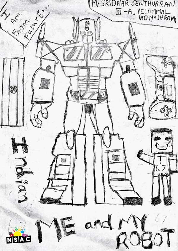 Artwork of M.Sridhar Senthurran in 21st All India Child Art Competition 2025, Me and My Robot Art Competition for Kids, National Level Painting Competition for Kids, Painting Competition for Children, Online Painting Competition for Kids, Kids Art Competition, Children Art Contest, Drawing Competition for Children, Painting Competition in Delhi for Kids, Nav Shri Art & Culture Organisation, Himanshu Art Institute, Painting Competition Near Me, Painting Competition for Students, Painting Competition for School, Drawing Competition for School Students, Indian Art Contest, Art Competition, Painting Competition for School Students