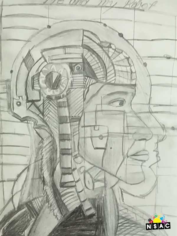 Artwork of Saksham Gupta in 21st All India Child Art Competition 2025, Me and My Robot Art Competition for Kids, National Level Painting Competition for Kids, Painting Competition for Children, Online Painting Competition for Kids, Kids Art Competition, Children Art Contest, Drawing Competition for Children, Painting Competition in Delhi for Kids, Nav Shri Art & Culture Organisation, Himanshu Art Institute, Painting Competition Near Me, Painting Competition for Students, Painting Competition for School, Drawing Competition for School Students, Indian Art Contest, Art Competition, Painting Competition for School Students