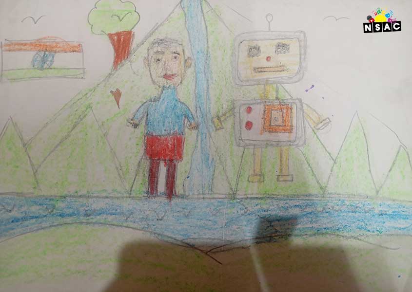 Artwork of Ankush Sharma in 21st All India Child Art Competition 2025, Me and My Robot Art Competition for Kids, National Level Painting Competition for Kids, Painting Competition for Children, Online Painting Competition for Kids, Kids Art Competition, Children Art Contest, Drawing Competition for Children, Painting Competition in Delhi for Kids, Nav Shri Art & Culture Organisation, Himanshu Art Institute, Painting Competition Near Me, Painting Competition for Students, Painting Competition for School, Drawing Competition for School Students, Indian Art Contest, Art Competition, Painting Competition for School Students