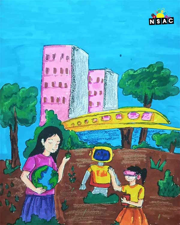 Artwork of Guriya Malakar in 21st All India Child Art Competition 2025, Me and My Robot Art Competition for Kids, National Level Painting Competition for Kids, Painting Competition for Children, Online Painting Competition for Kids, Kids Art Competition, Children Art Contest, Drawing Competition for Children, Painting Competition in Delhi for Kids, Nav Shri Art & Culture Organisation, Himanshu Art Institute, Painting Competition Near Me, Painting Competition for Students, Painting Competition for School, Drawing Competition for School Students, Indian Art Contest, Art Competition, Painting Competition for School Students