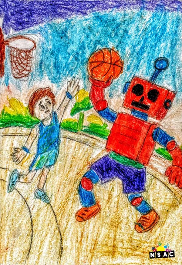 Artwork of Jai Rathan Thangellapally in 21st All India Child Art Competition 2025, Me and My Robot Art Competition for Kids, National Level Painting Competition for Kids, Painting Competition for Children, Online Painting Competition for Kids, Kids Art Competition, Children Art Contest, Drawing Competition for Children, Painting Competition in Delhi for Kids, Nav Shri Art & Culture Organisation, Himanshu Art Institute, Painting Competition Near Me, Painting Competition for Students, Painting Competition for School, Drawing Competition for School Students, Indian Art Contest, Art Competition, Painting Competition for School Students
