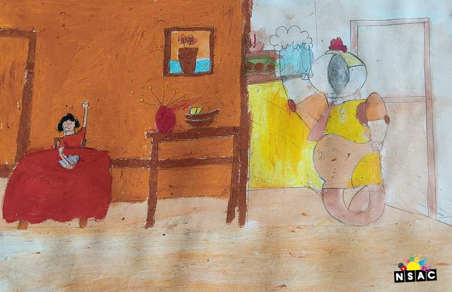 Artwork of Alisha Rinaaz in 21st All India Child Art Competition 2025, Me and My Robot Art Competition for Kids, National Level Painting Competition for Kids, Painting Competition for Children, Online Painting Competition for Kids, Kids Art Competition, Children Art Contest, Drawing Competition for Children, Painting Competition in Delhi for Kids, Nav Shri Art & Culture Organisation, Himanshu Art Institute, Painting Competition Near Me, Painting Competition for Students, Painting Competition for School, Drawing Competition for School Students, Indian Art Contest, Art Competition, Painting Competition for School Students