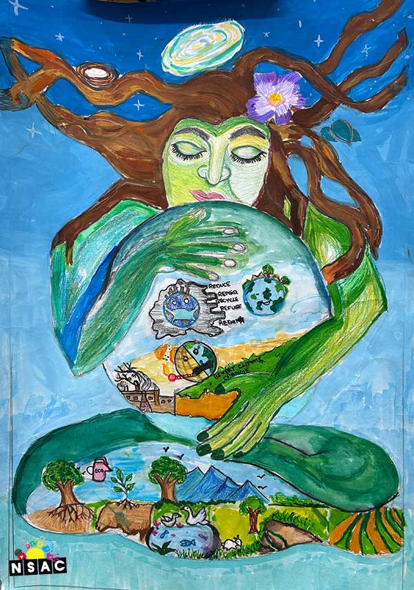 Artwork of S Niveditha in 21st All India Child Art Competition 2025, The Future of Earth - Online Competition, National Level Painting Competition for Kids, Painting Competition for Children, Online Painting Competition for Kids, Kids Art Competition, Children Art Contest, Drawing Competition for Children, Painting Competition in Delhi for Kids, Nav Shri Art & Culture Organisation, Himanshu Art Institute, Painting Competition Near Me, Painting Competition for Students, Painting Competition for School, Drawing Competition for School Students, Indian Art Contest, Art Competition, Painting Competition for School Students